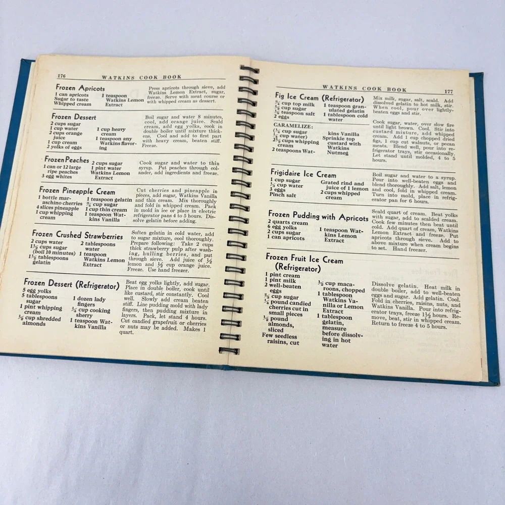 Vintage 1938 Watkins Cook Book J.R. Watkins Co Blue Hardcover Spiral Bound 287pg
